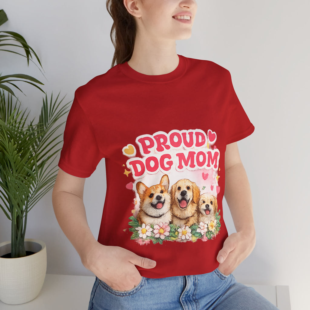 Proud Dog Mom T-Shirt — Cute Corgi & Golden Retriever Floral Tee for Pet Lovers