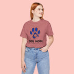 Dog Mom T-Shirt – Blue Paw Graphic "Dog Mom: It's Not a Hobby, It's a Lifestyle"