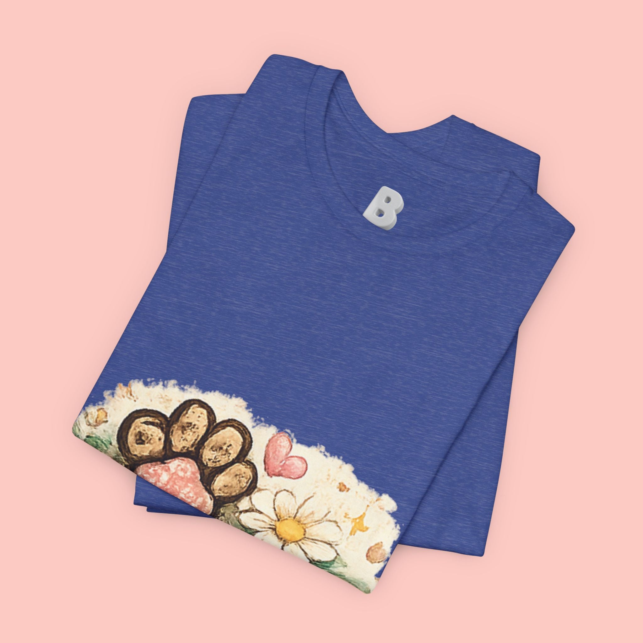 Dog Paw Floral T-Shirt — Cute Paw Print, Bone & Daisies Tee