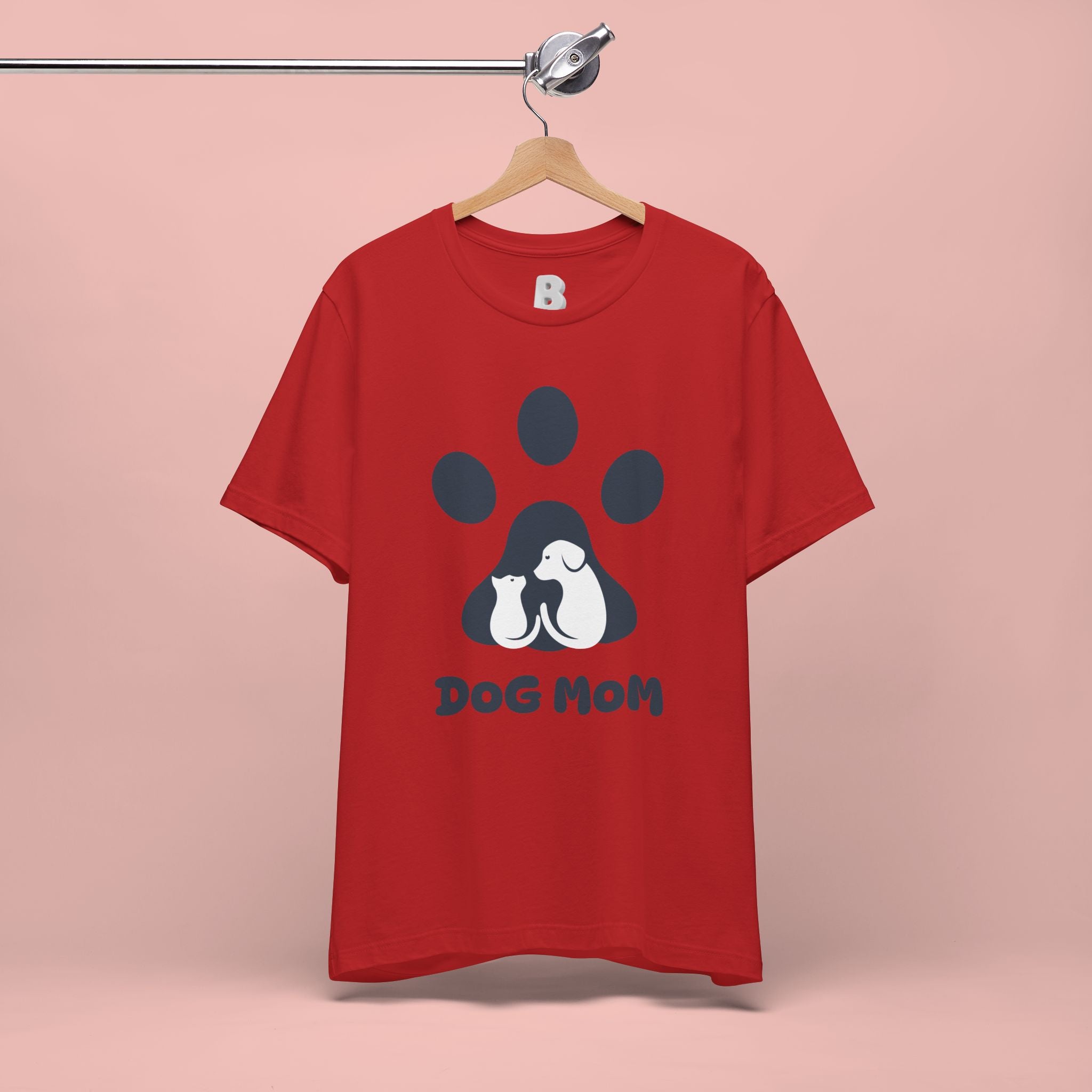 Dog Mom T‑Shirt — Paw Print with Dog & Puppy Graphic