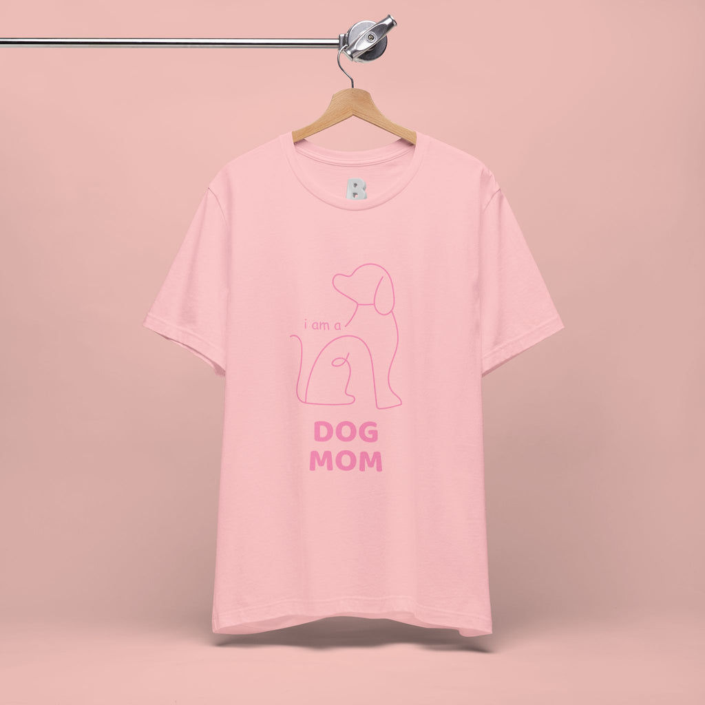 Dog Mom T‑Shirt – Minimal Pink Line Art Dog Tee