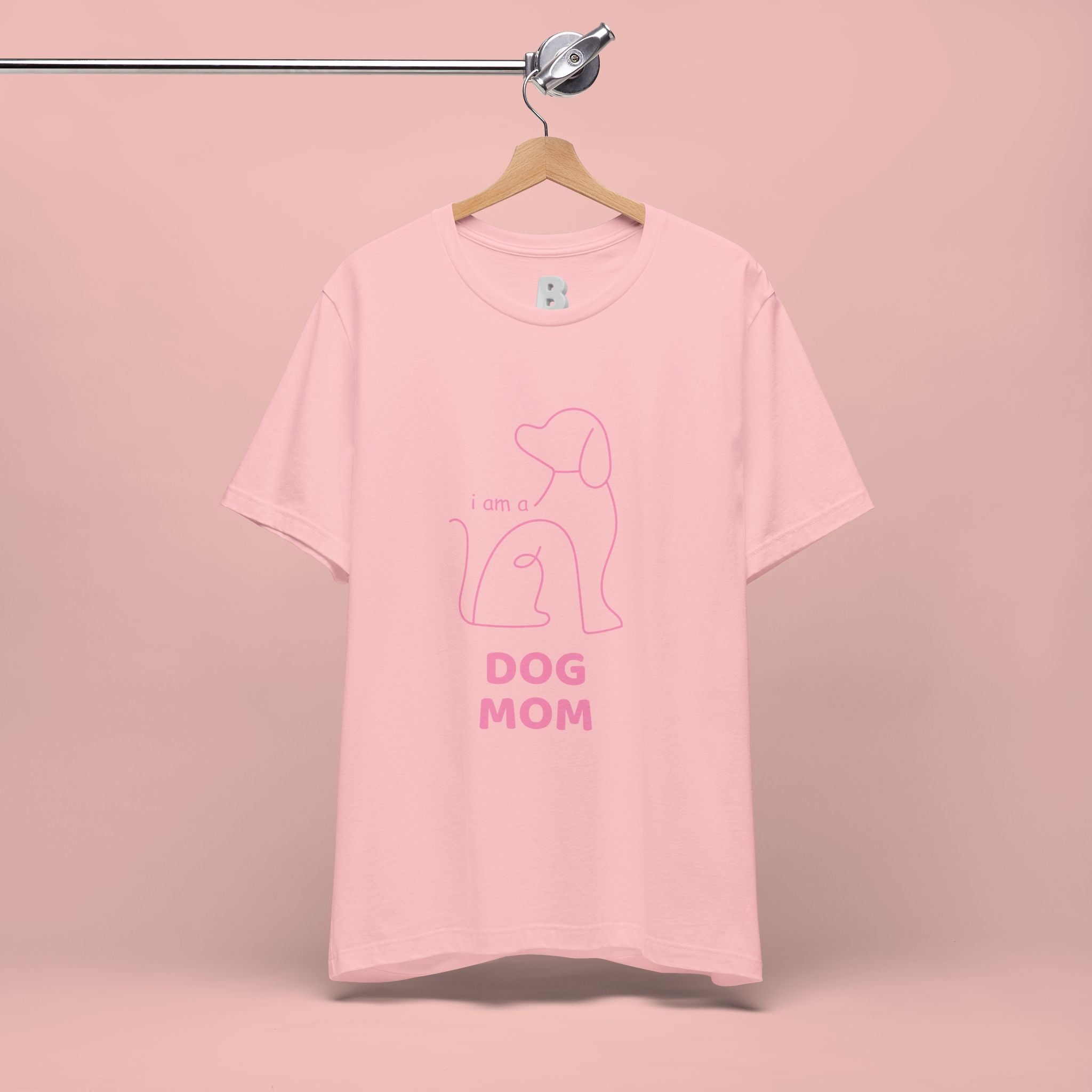 Dog Mom T‑Shirt – Minimal Pink Line Art Dog Tee
