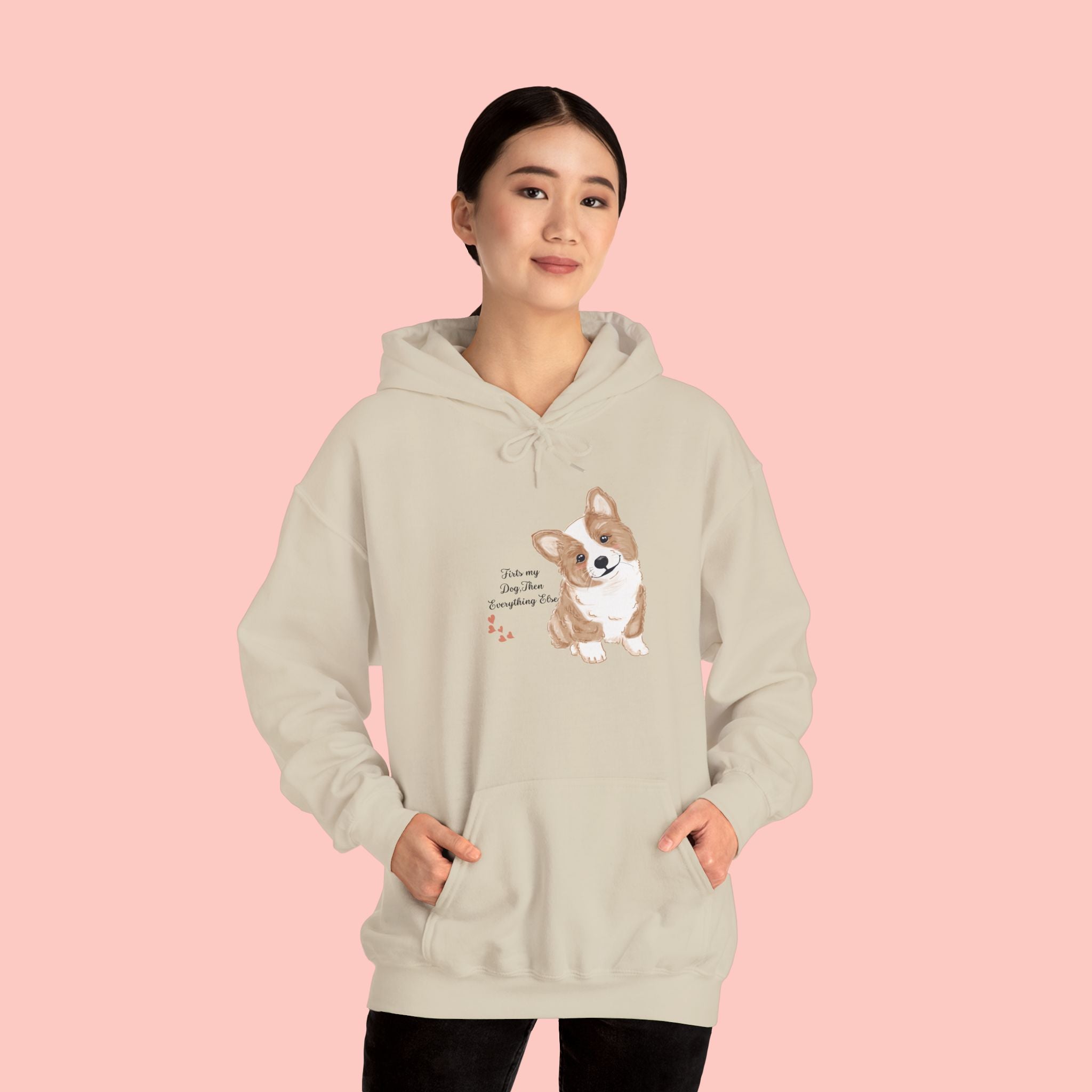 Corgi Love Hoodie — Cute Watercolor Pembroke Corgi Illustration with 'You're My Favorite' Text