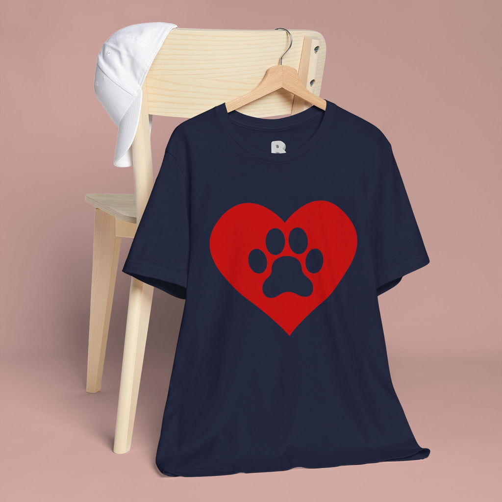 Pet Lover T-Shirt — Red Heart Paw Print Tee