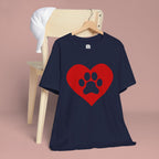 Pet Lover T-Shirt — Red Heart Paw Print Tee
