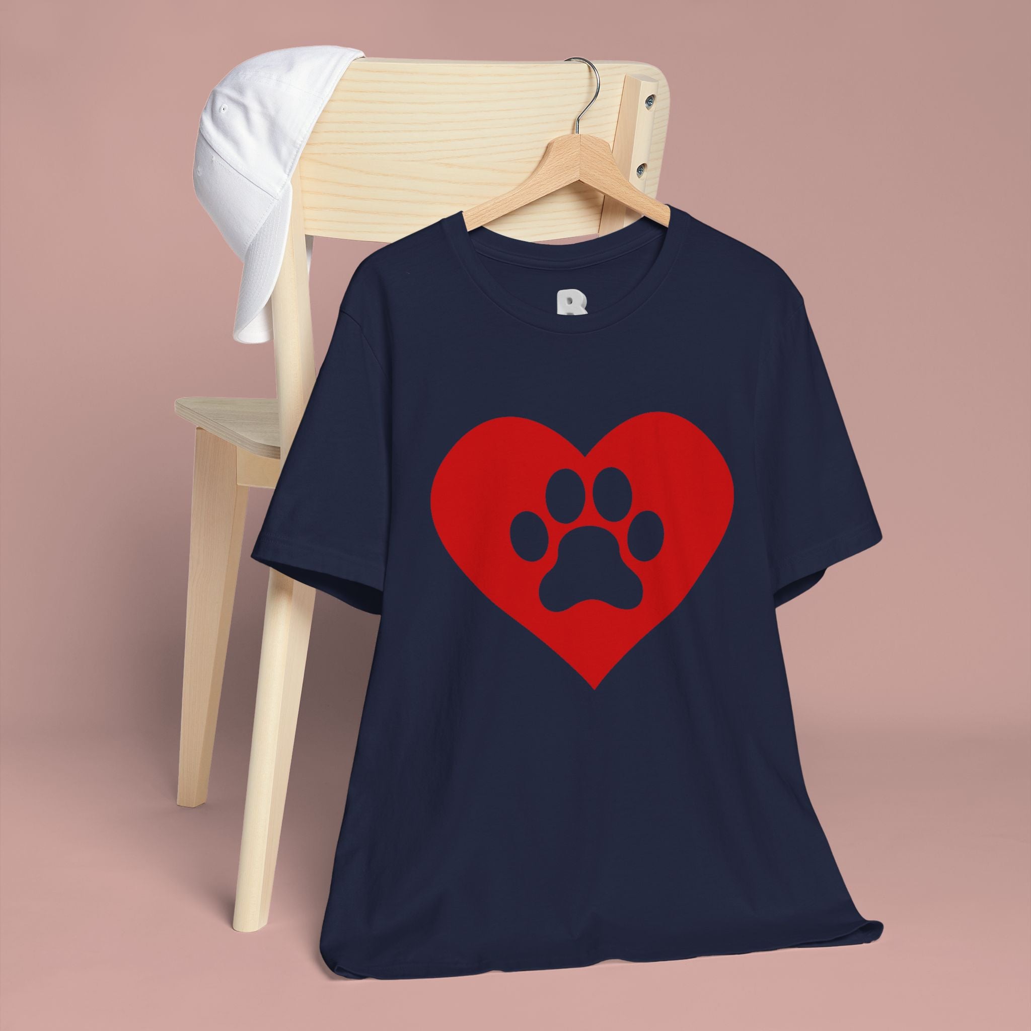 Pet Lover T-Shirt — Red Heart Paw Print Tee