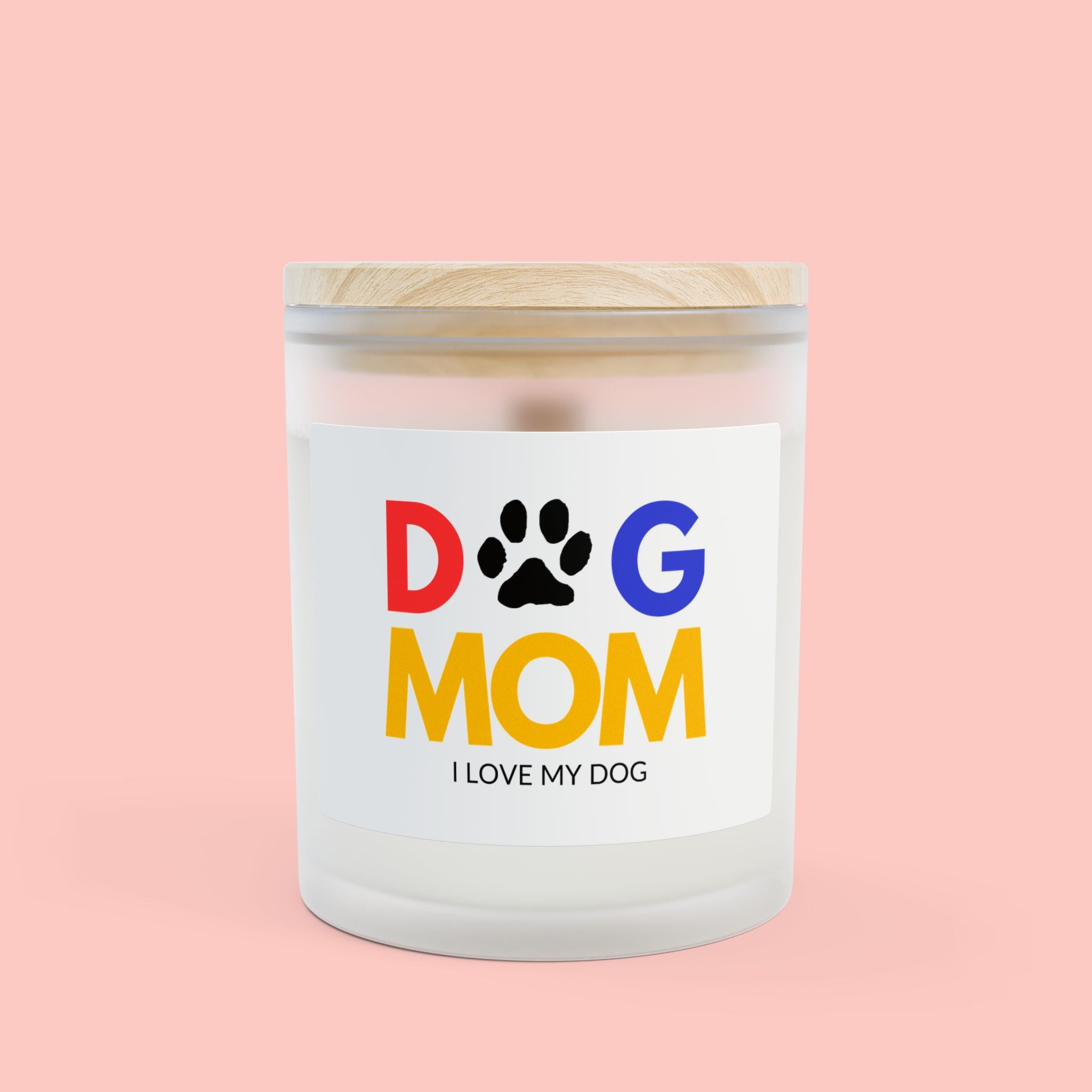 Dog Mom Frosted Glass Candle – 11oz Scented Candle (I Love My Dog)