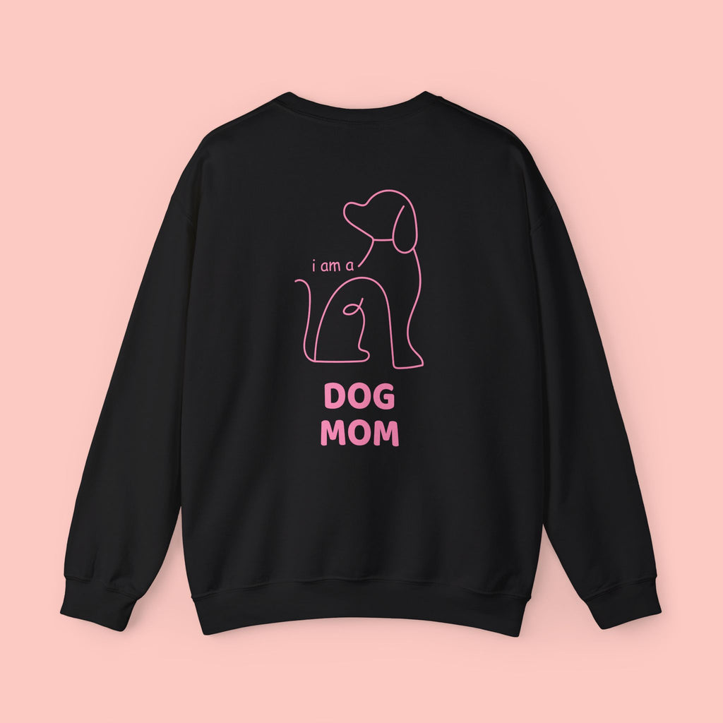 Dog Mom Crewneck Sweatshirt — Pink Minimalist Dog Outline