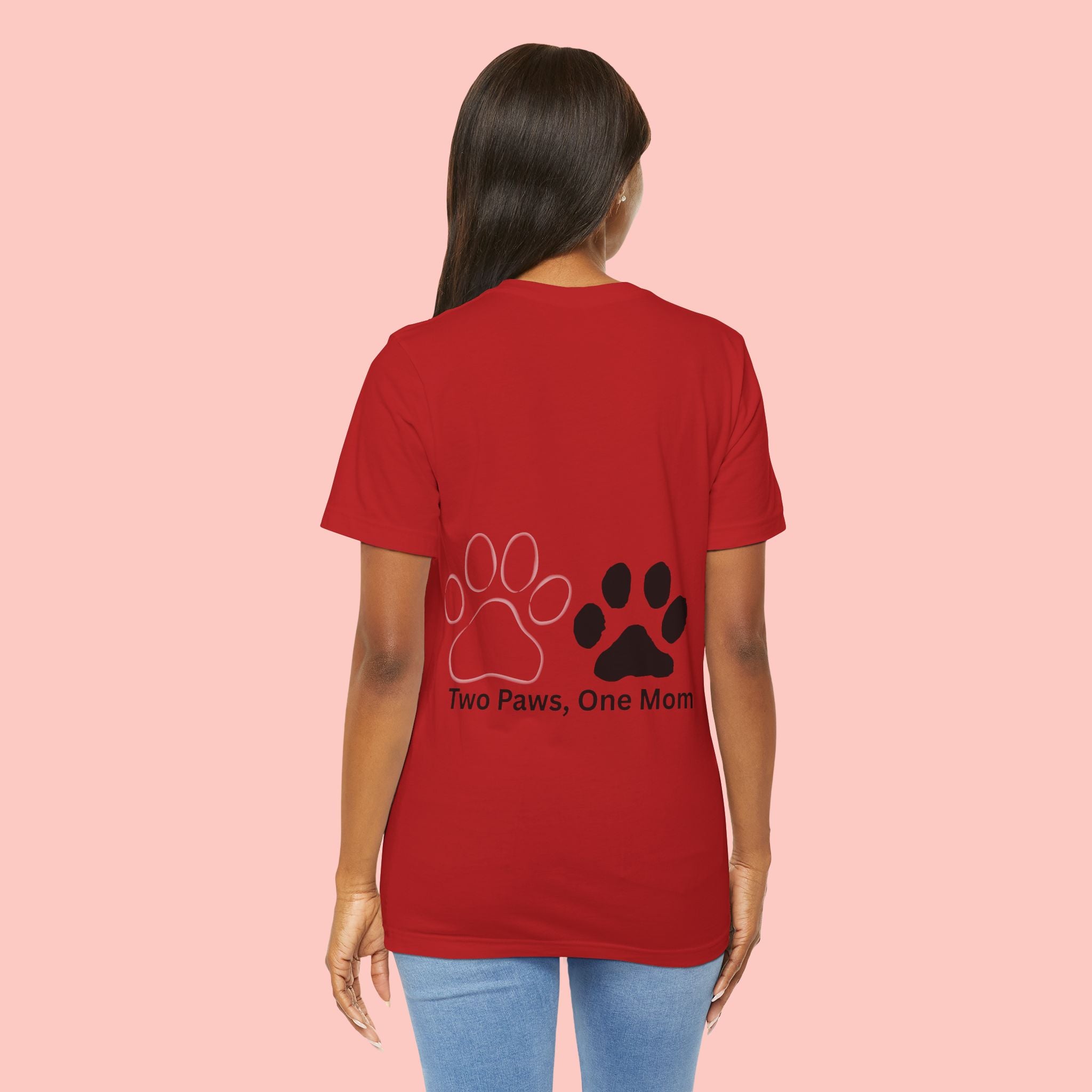 T-Shirt — “Two Paws, One Mom” Paw Print Mom Tee