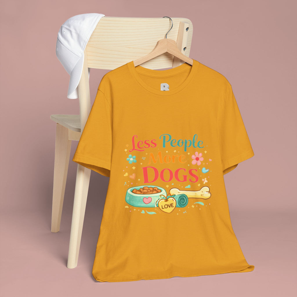 Less People More Dogs T-Shirt – Cute Dog Bowl & Bone Graphic Tee