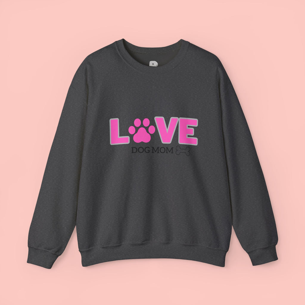 Dog Mom Love Crewneck Sweatshirt — Pink Paw Graphic