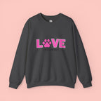 Dog Mom Love Crewneck Sweatshirt — Pink Paw Graphic