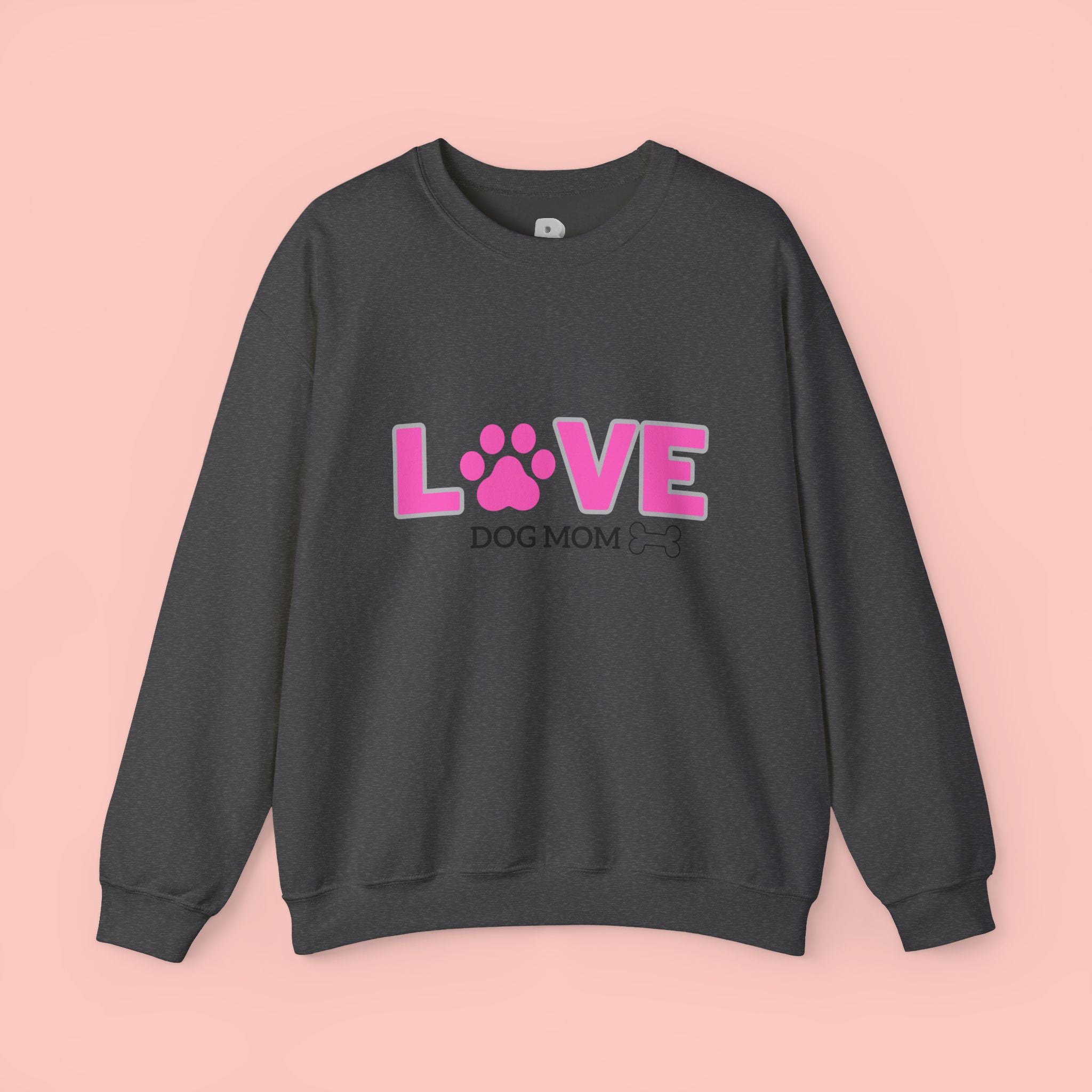 Dog Mom Love Crewneck Sweatshirt — Pink Paw Graphic