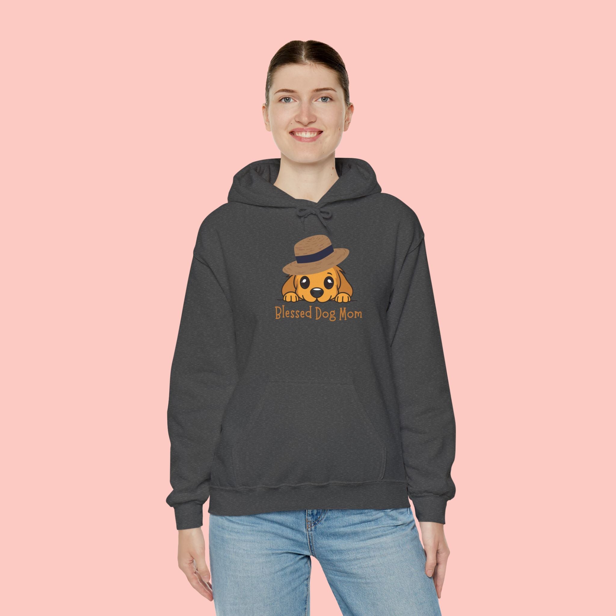 Dog Mom Hoodie - "Blessed Dog Mom" Cute Puppy Hat Sweatshirt