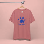 Dog Mom Paw Print T-Shirt — Distressed Blue Design