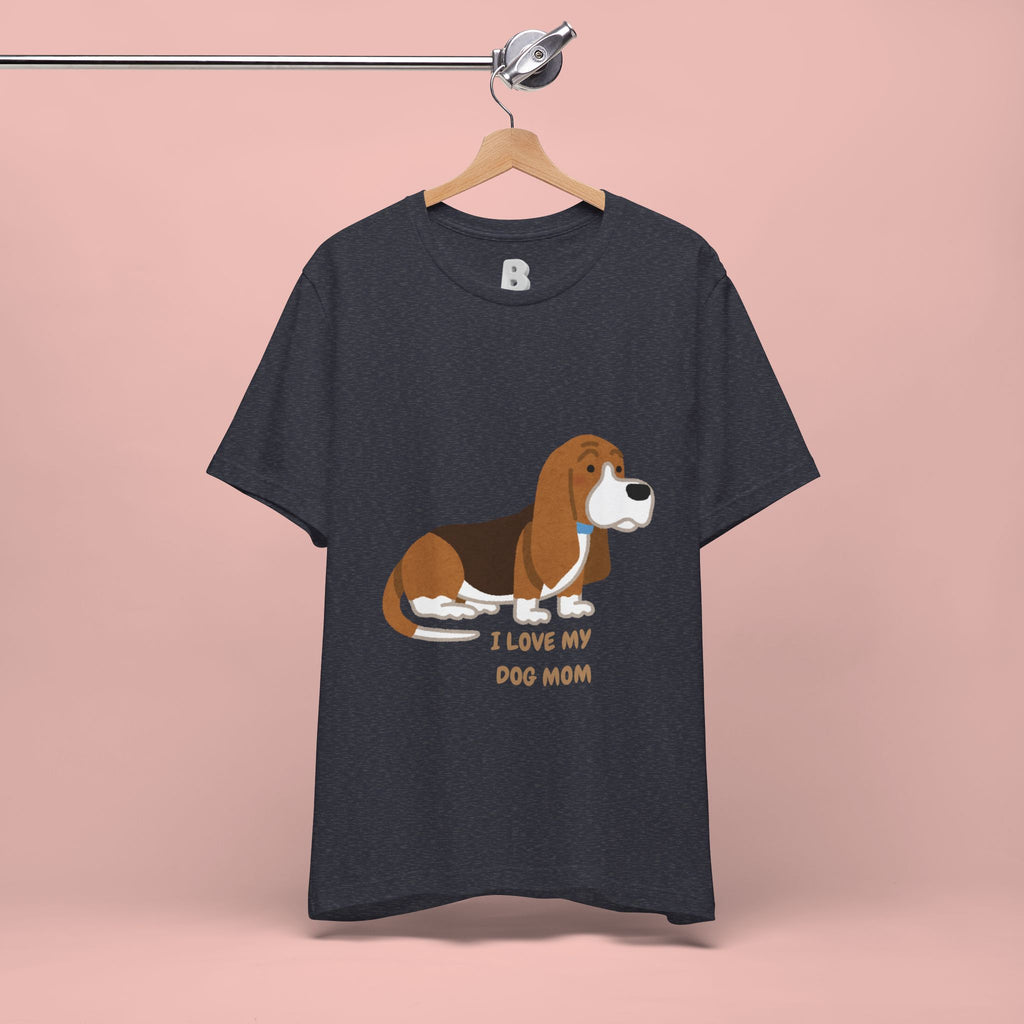 Dog Mom T‑Shirt — Cute Basset Hound I Love My Dog Mom Tee