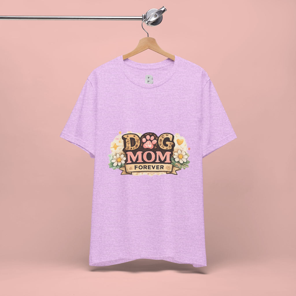 Dog Mom Forever T‑Shirt — Floral Paw Print Tee for Pet Lovers