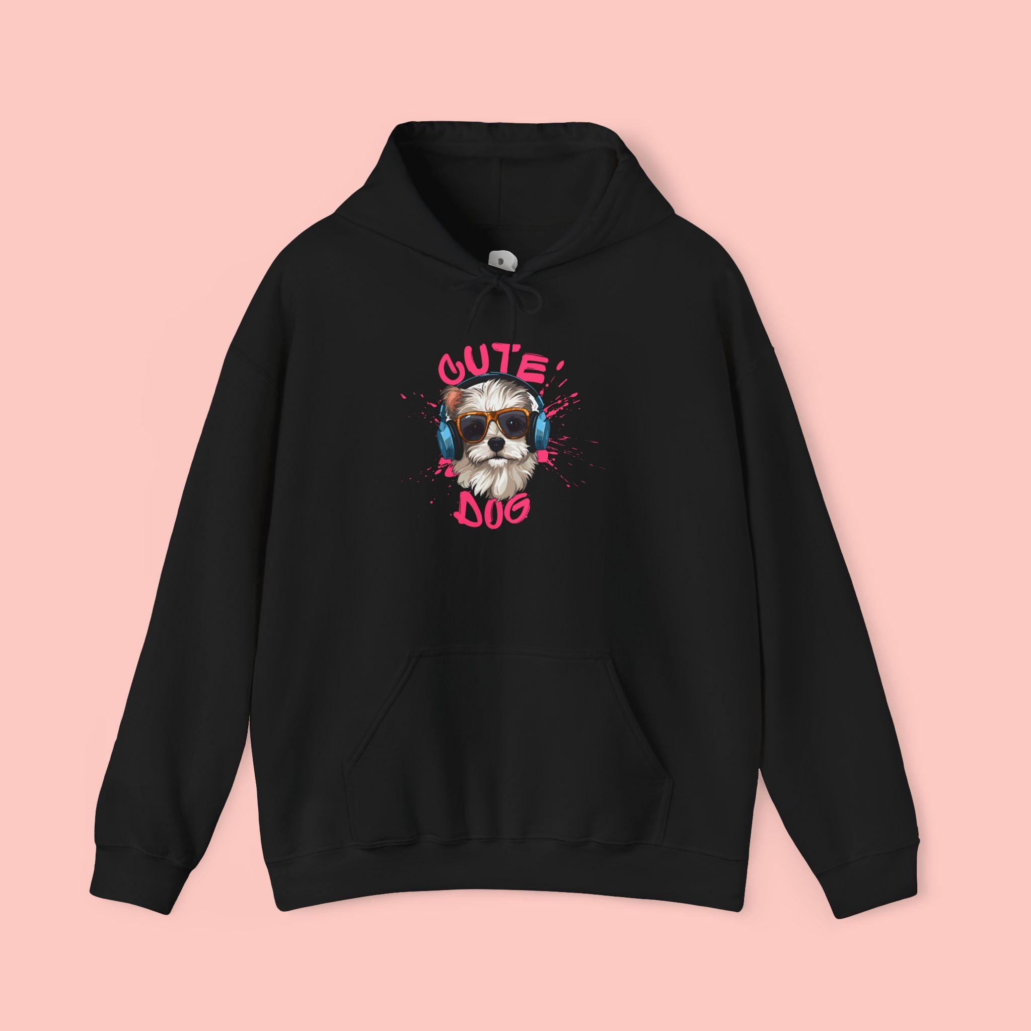 Cute Dog Hoodie with Headphones – 'Cute Dog' Graphic Pet Lover Sweatshirt