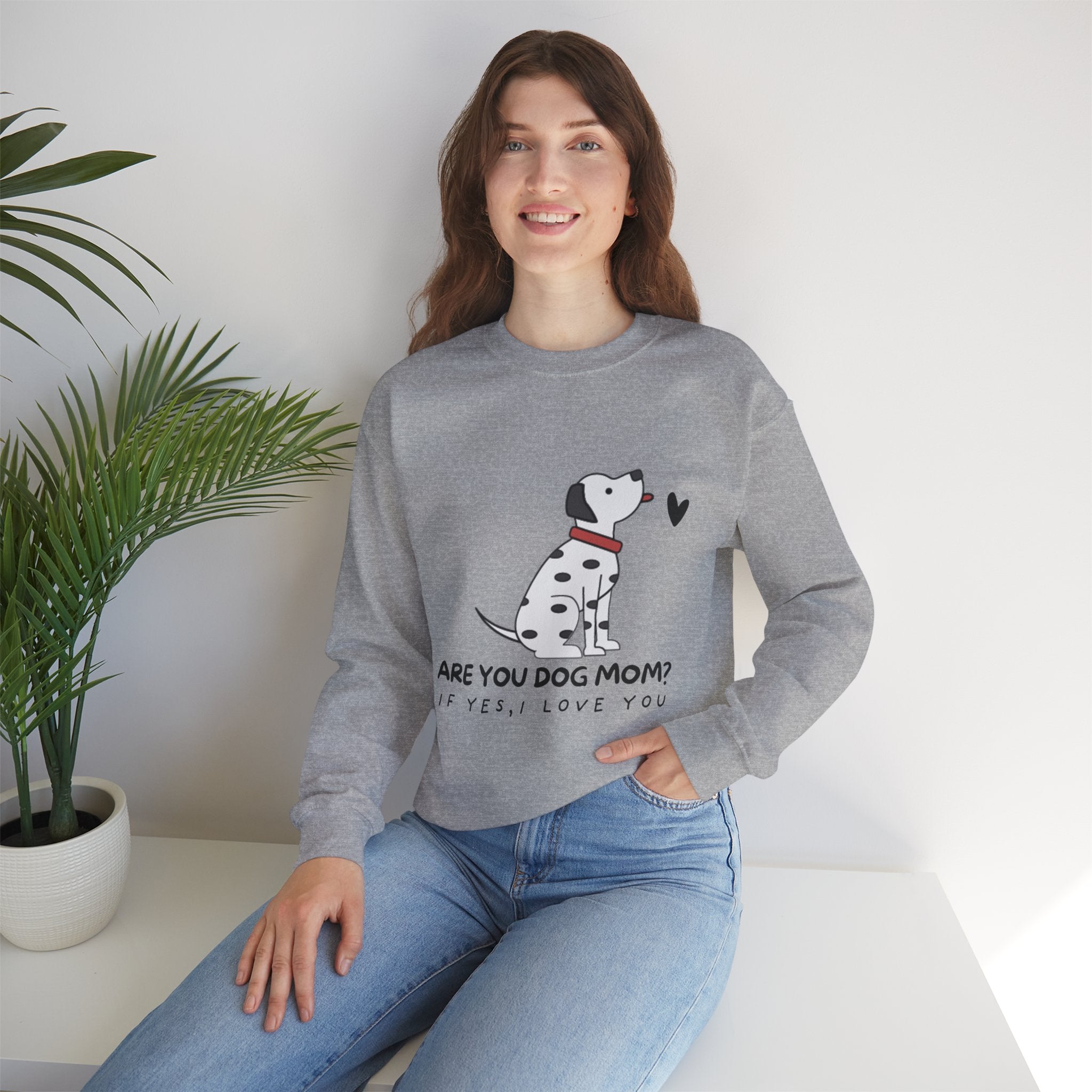 Are You Dog Mom? Cute Dalmatian Crewneck Sweatshirt for Dog Lovers
