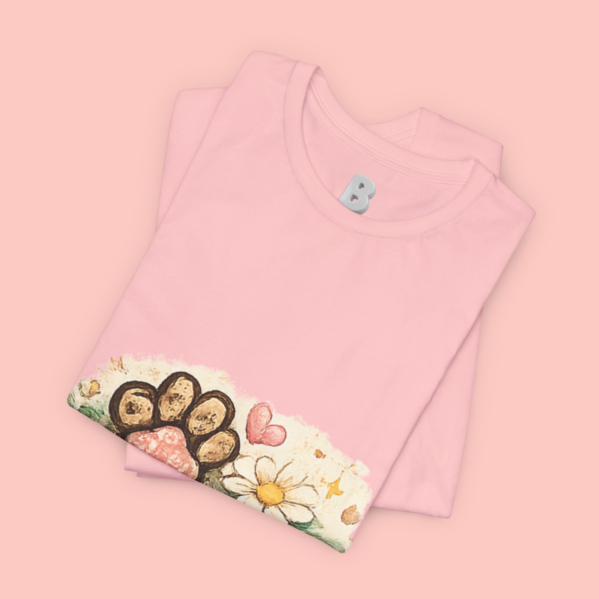 Dog Paw Floral T-Shirt — Cute Paw Print, Bone & Daisies Tee