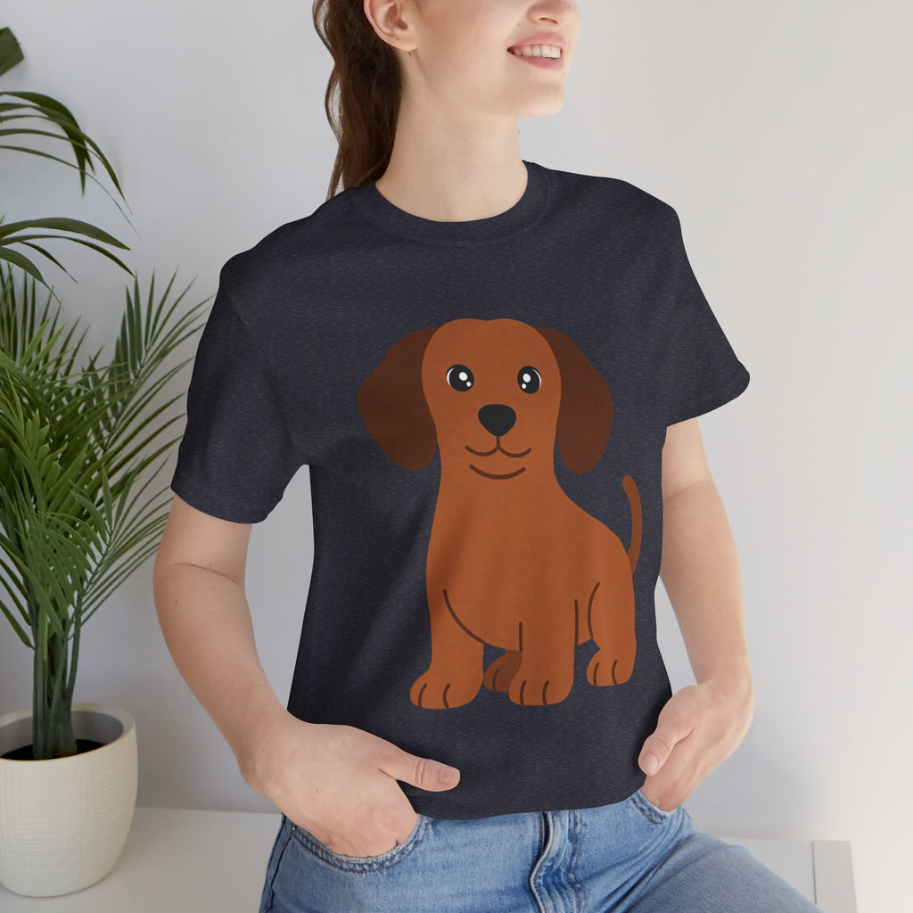Dachshund Puppy Graphic T-Shirt — Cute Brown Dog Tee