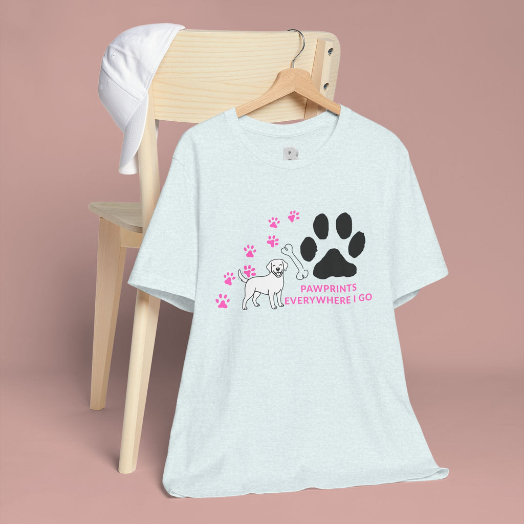 Dog Pawprint T-Shirt — "Pawprints Everywhere I Go" Cute Pet Lover Tee