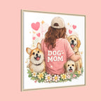 Dog Mom Canvas Print — Framed Matte Wall Art with Cute Dogs & Hearts