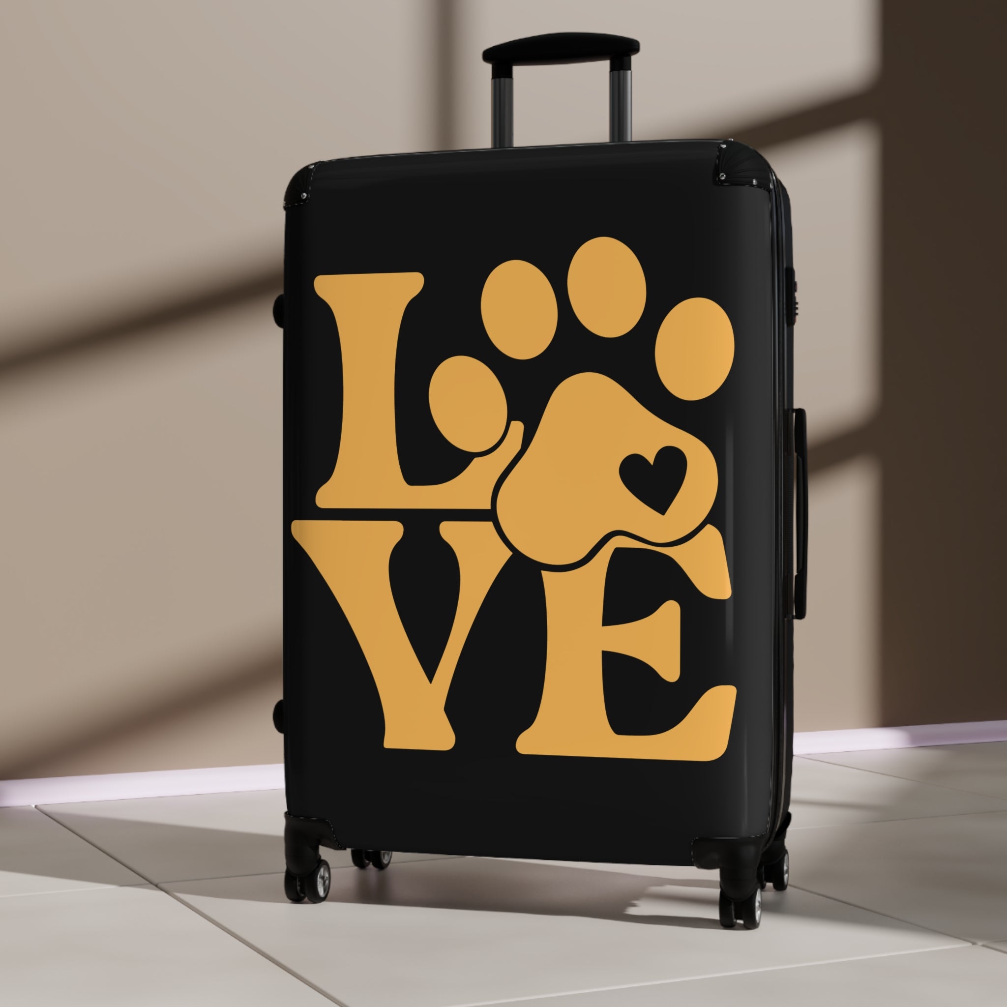 Pet Lover "LOVE" Paw Print Suitcase — Carry-On Luggage for Dog & Cat Owners