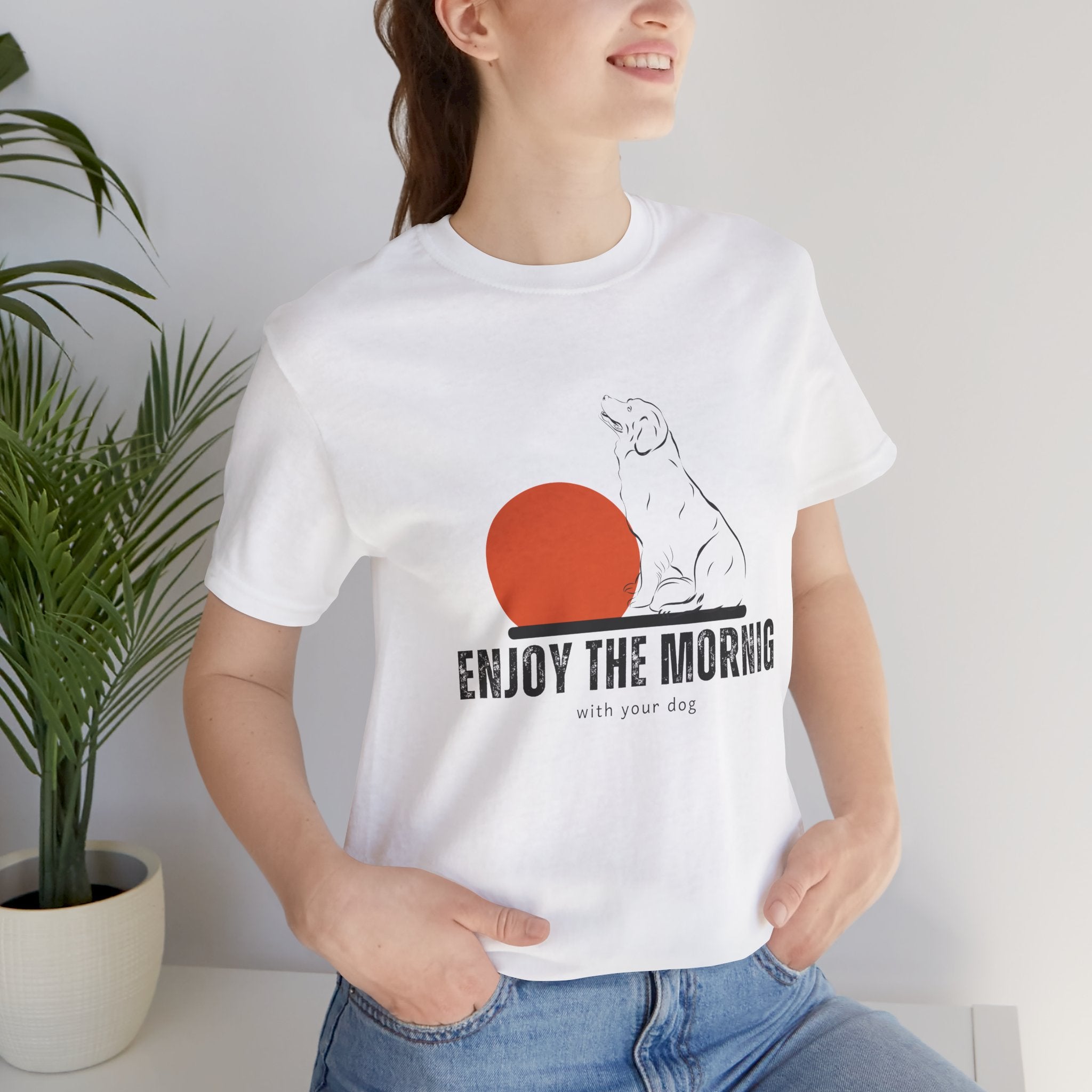Enjoy the Morning Dog T-Shirt — Graphic Sunrise Pet Lover Tee