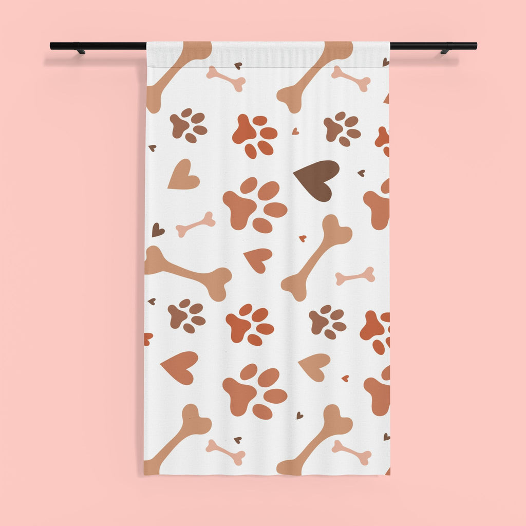 Dog Paw & Bone Sheer Window Curtain — Lightweight Pet-Themed Sheer Panel for Nursery, Living Room, or Playroom Décor
