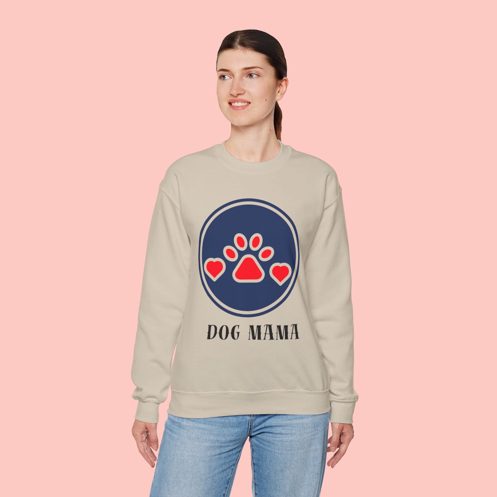 Dog Mama Crewneck Sweatshirt — Cute Paw Print Graphic for Dog Lovers