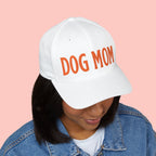 Dog Mom Embroidered Cap – White Structured Baseball Hat