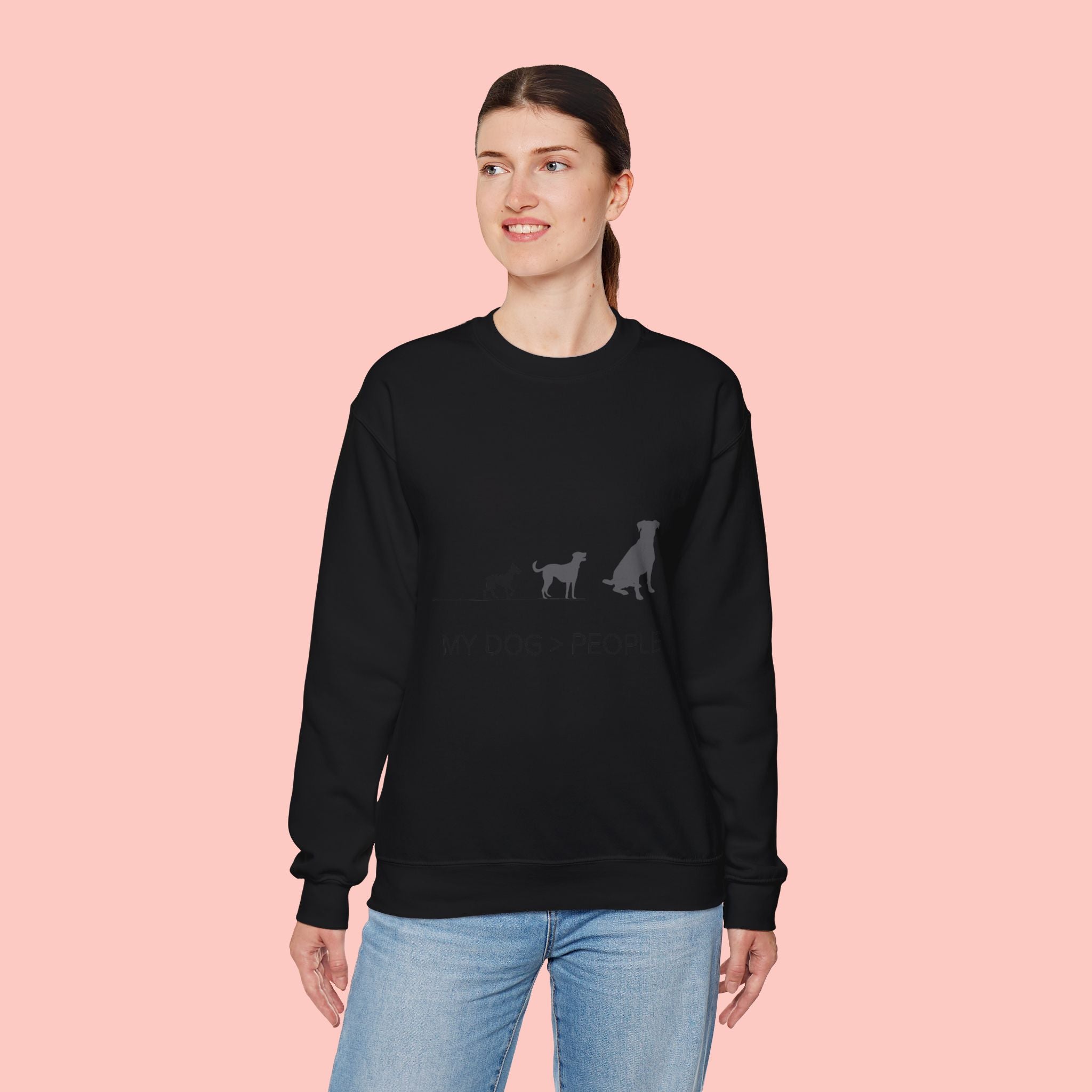 My Dog > People Sweatshirt - Cute Dog Silhouette Crewneck for Dog Lovers