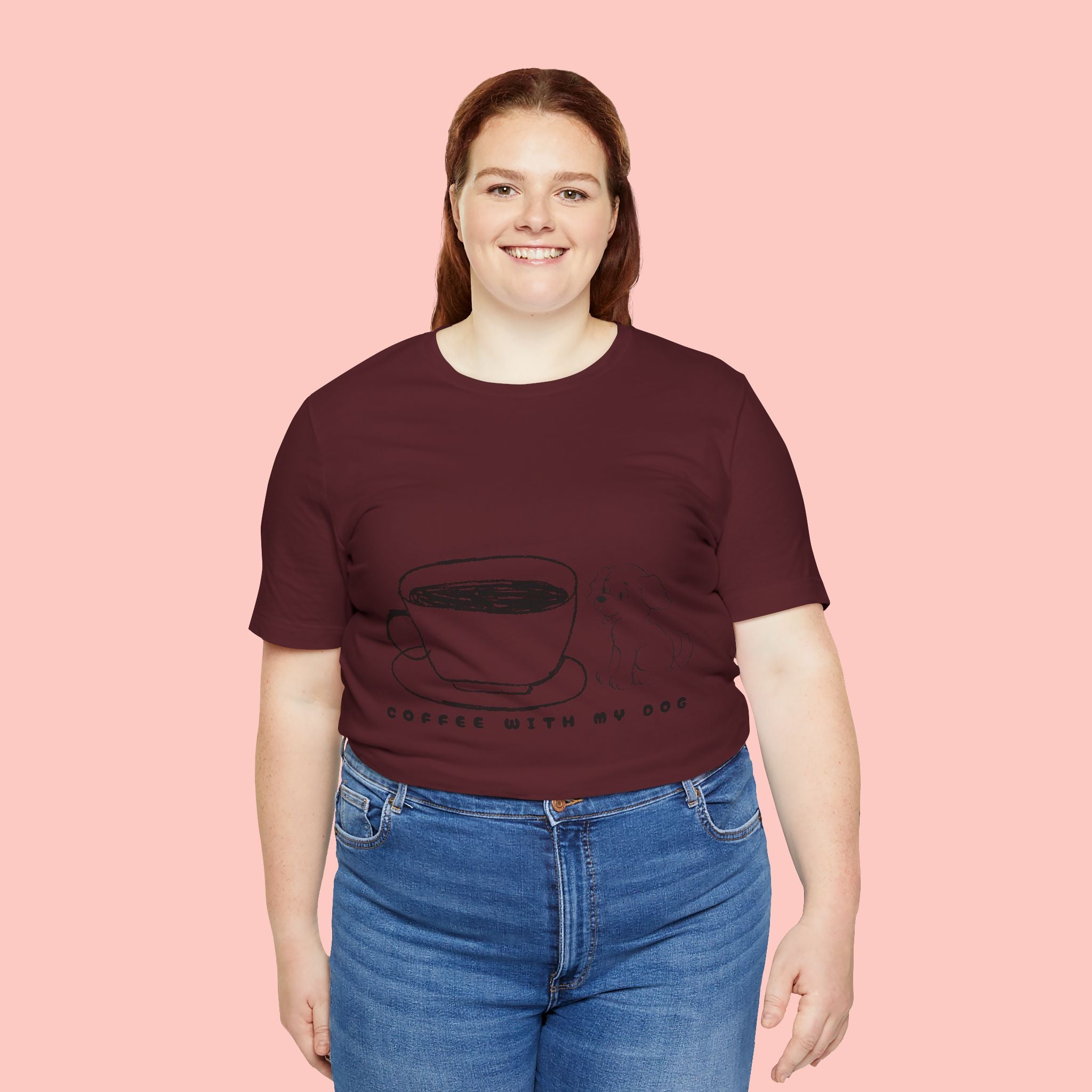 Coffee With My Dog T‑Shirt — Cute Minimalist Dog & Coffee Tee