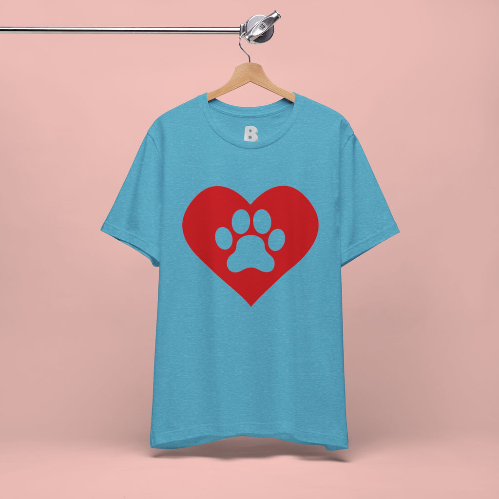 Pet Lover T-Shirt — Red Heart Paw Print Tee