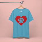 Pet Lover T-Shirt — Red Heart Paw Print Tee