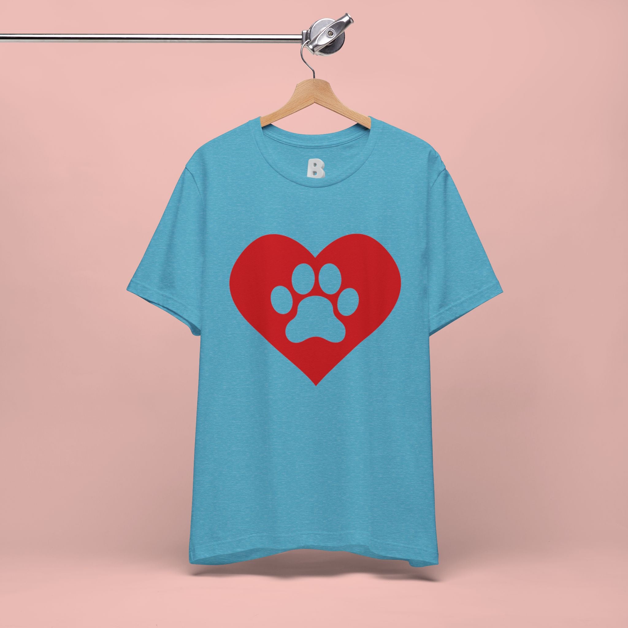 Pet Lover T-Shirt — Red Heart Paw Print Tee