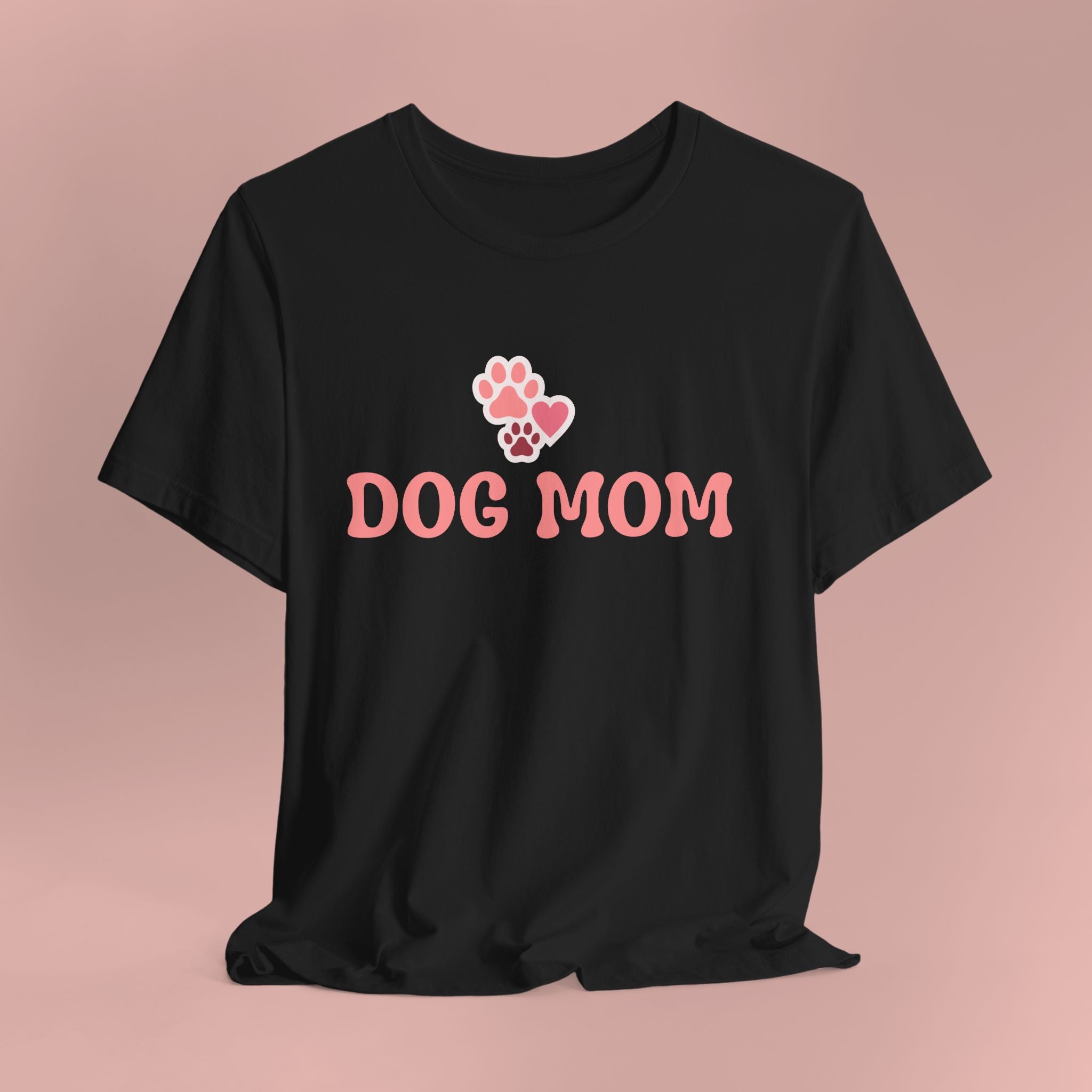 Dog Mom T-Shirt — Pink Paw Graphic Tee for Dog Lovers