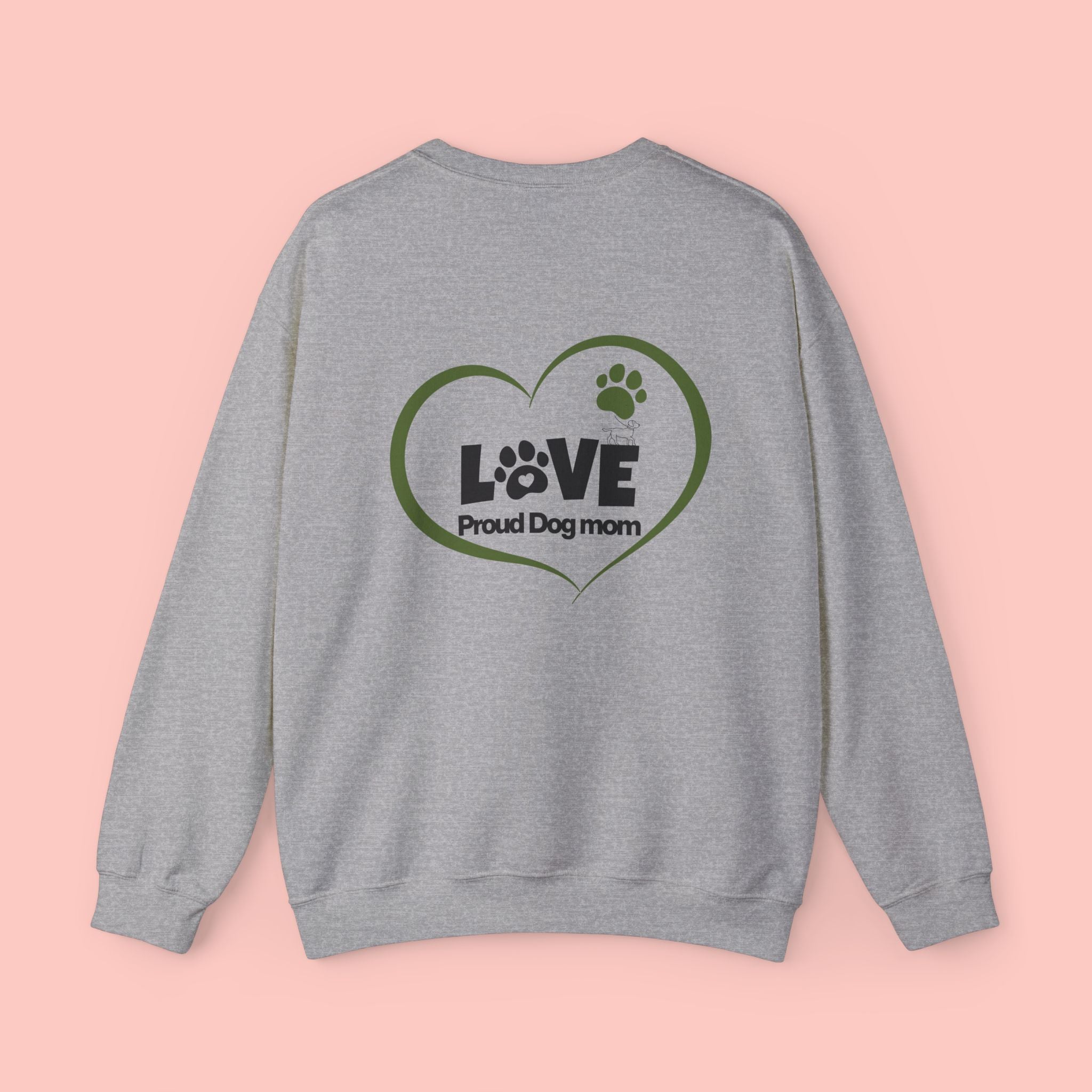 Dog Mom Sweatshirt – "LOVE" Paw Heart Crewneck