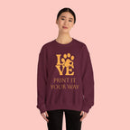 Love Paw Crewneck Sweatshirt — Pet Lover Graphic Sweatshirt