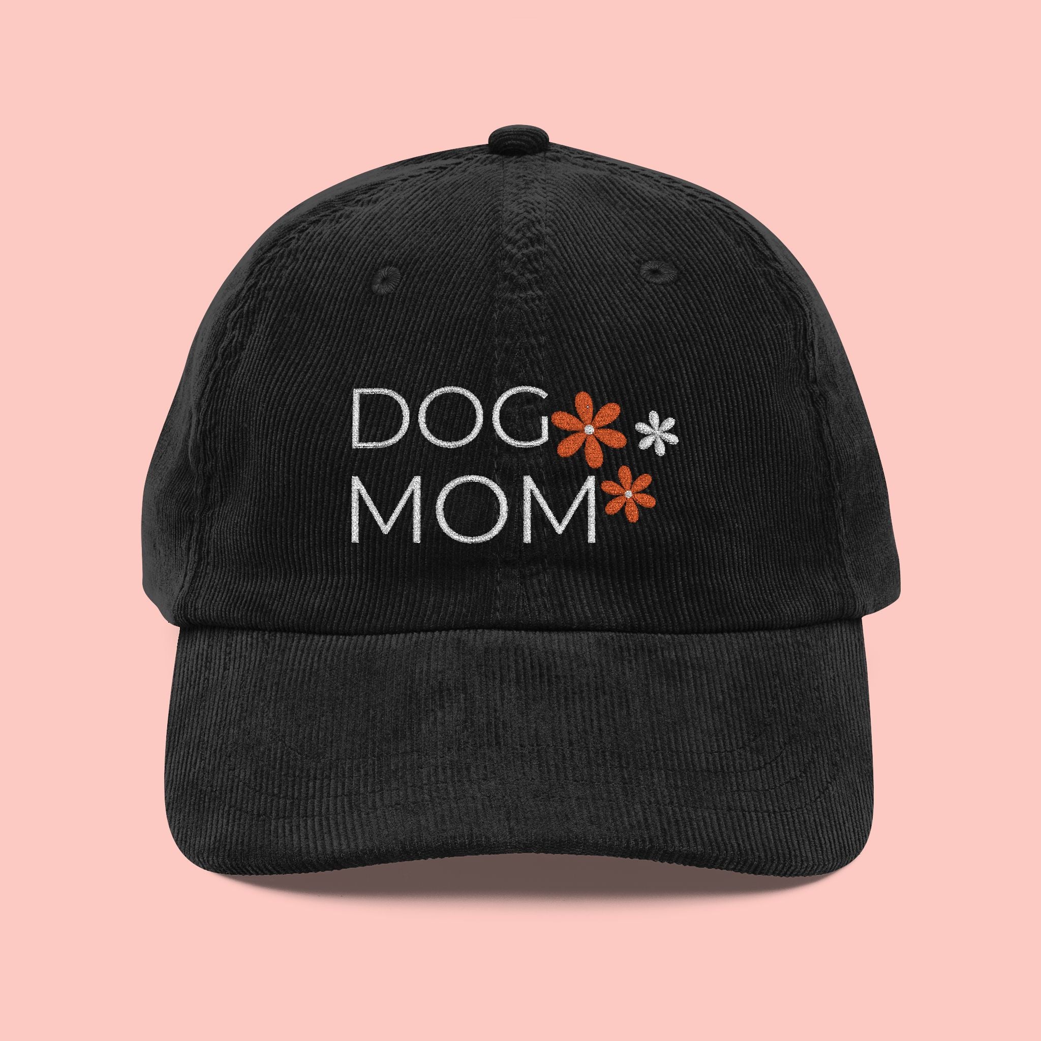 Dog Mom Corduroy Cap — Embroidered Vintage Floral Baseball Hat