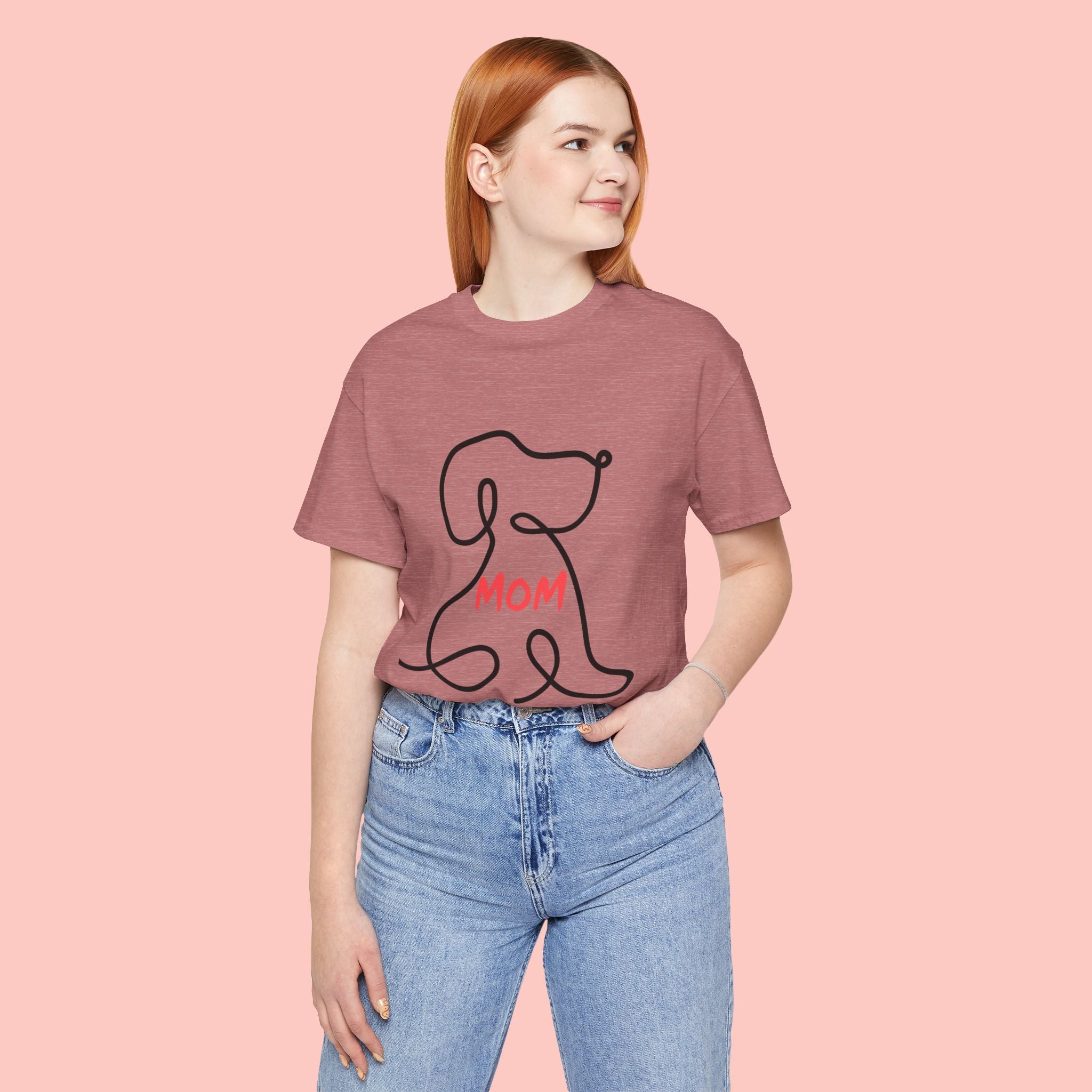 Mom Dog T-Shirt — Minimal Line Art Puppy Tee for Dog Moms, Mother's Day Gift
