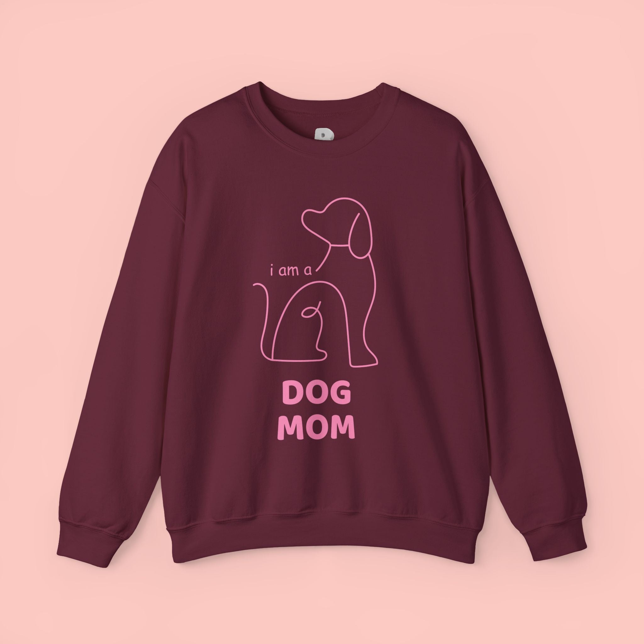 Dog Mom Crewneck Sweatshirt — "I am a Dog Mom" Minimal Line Art Pullover