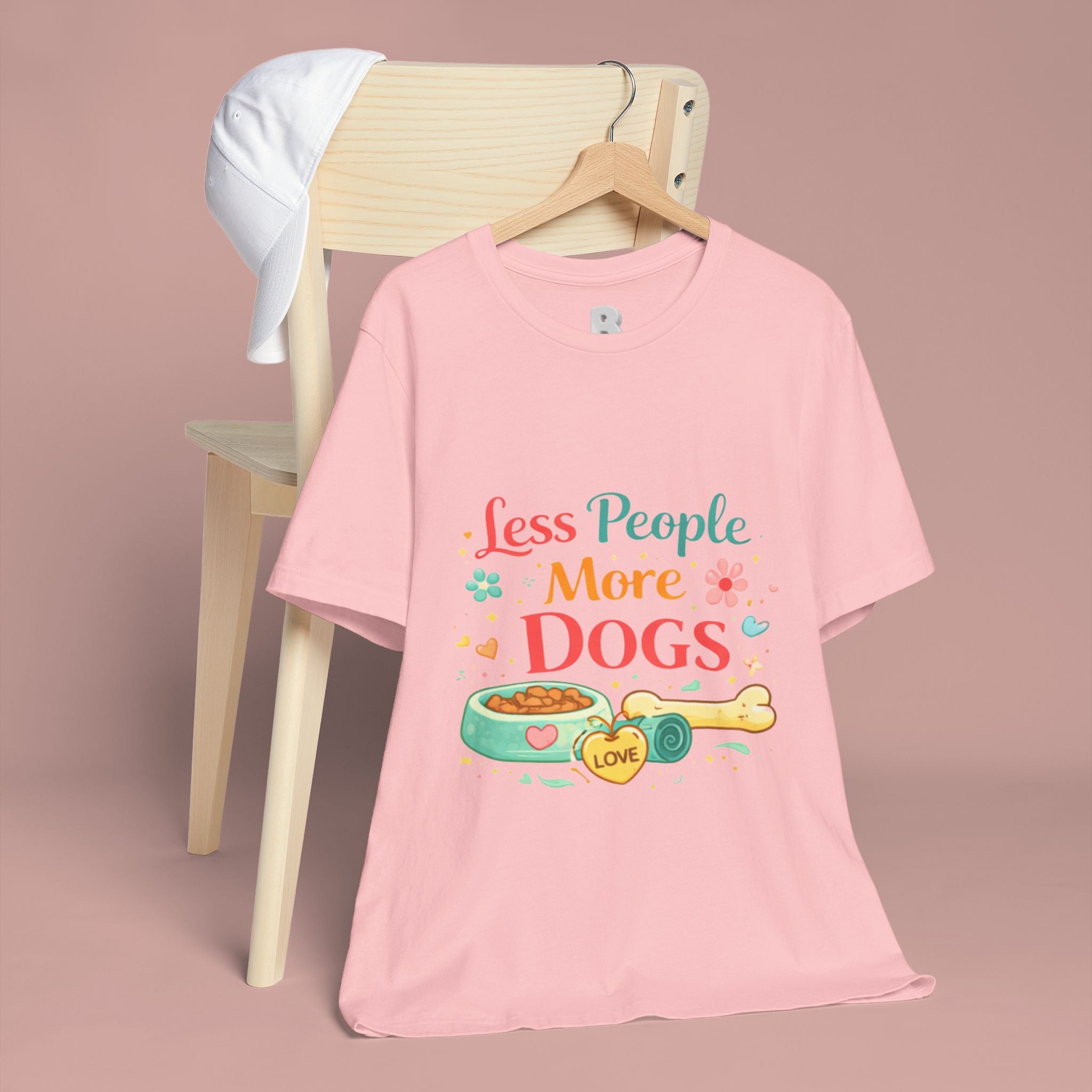 Less People More Dogs T-Shirt – Cute Dog Bowl & Bone Graphic Tee