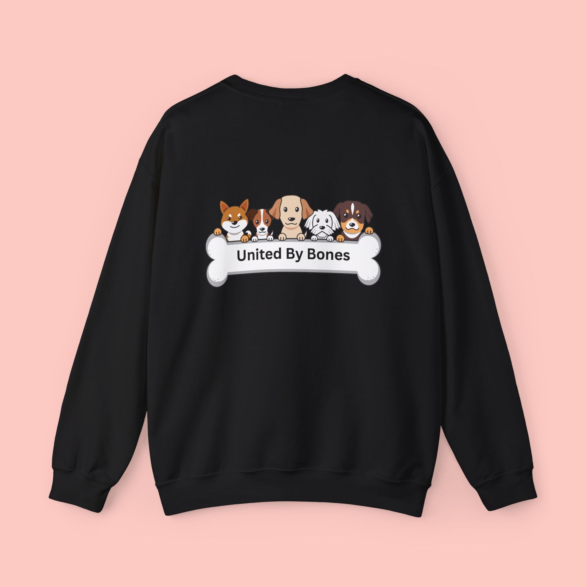 Dog Lovers Crewneck Sweatshirt — "United By Bones" Cute Puppy Graphic