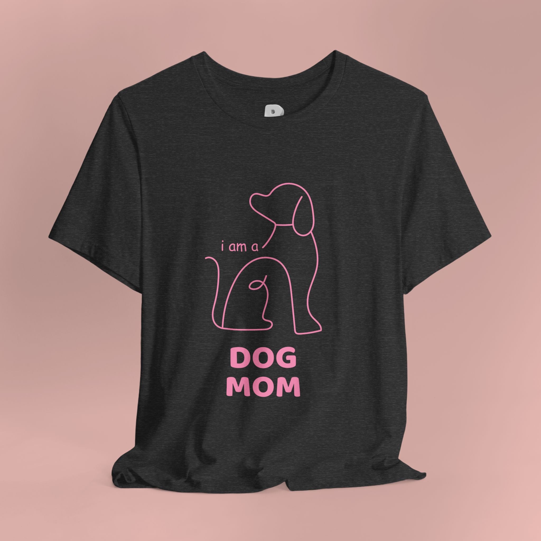 Dog Mom T‑Shirt – Minimal Pink Line Art Dog Tee