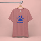 Dog Mom Paw Print T-Shirt — Distressed Blue Design