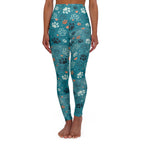 Teal Paw Print High-Waist Yoga Leggings — Pet Lover Activewear