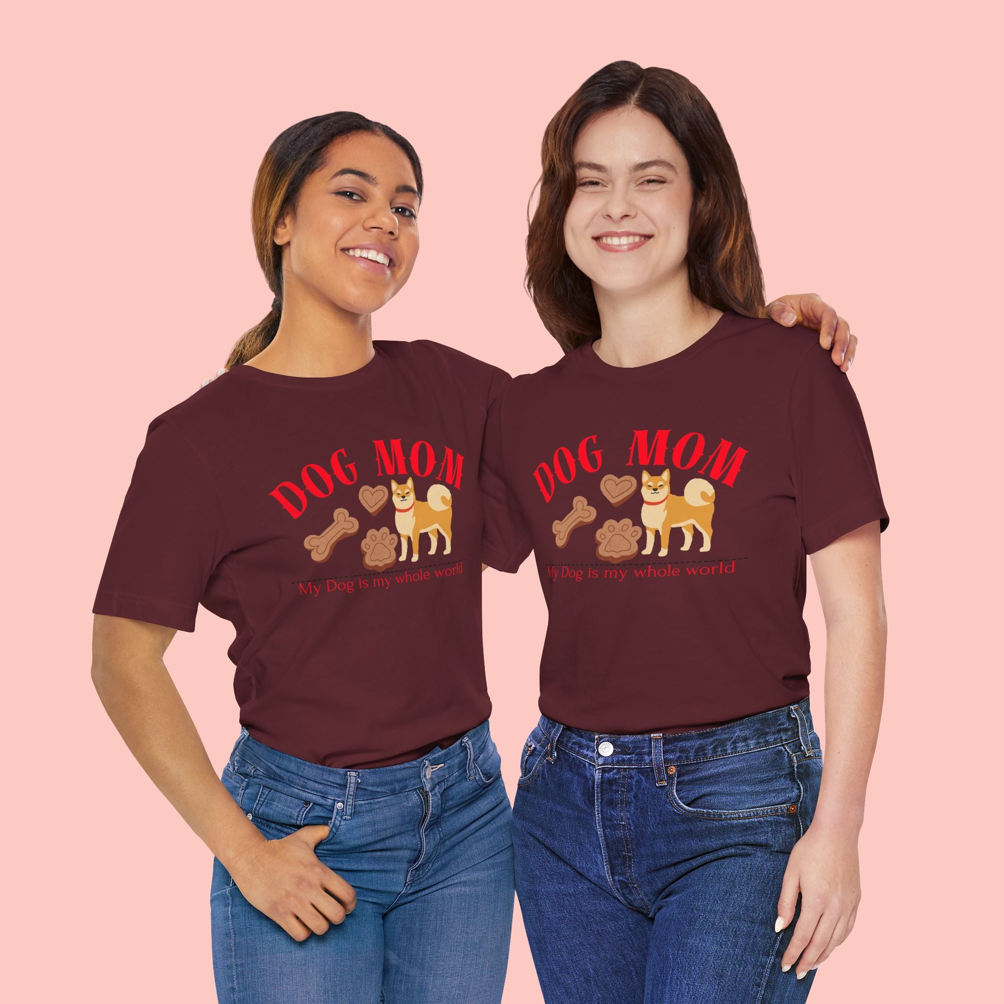 Dog Mom T-Shirt — Cute Shiba & Treats “My Dog Is My Whole World” Tee