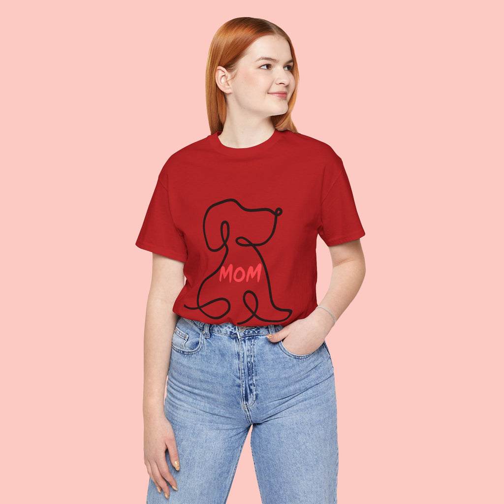 Mom Dog T-Shirt — Minimal Line Art Puppy Tee for Dog Moms, Mother's Day Gift